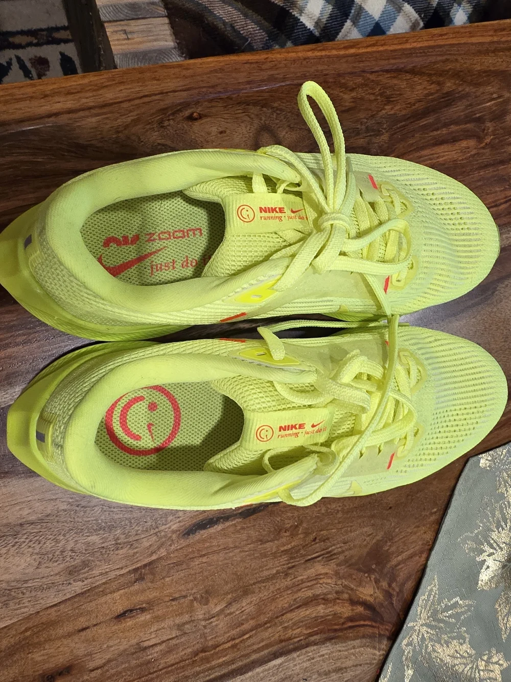 Nike Women’s Neon Yellow Athletic Running Shoes with Red Accents